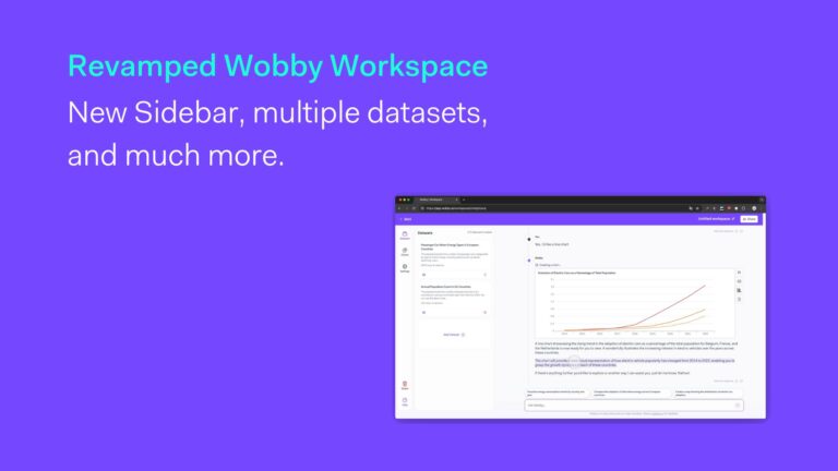 Wobby’s Workspace got revamped: new sidebar, multiple datasets and more.